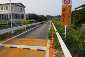 ④気仙沼　魚市場前地区　鉄道跡を利用したバス専用道路